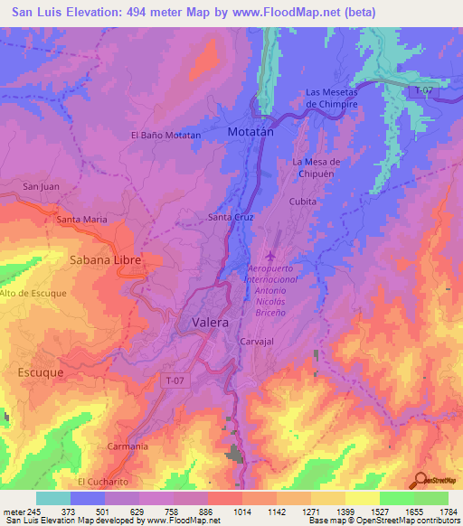 San Luis,Venezuela Elevation Map