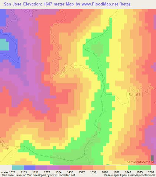 San Jose,Venezuela Elevation Map