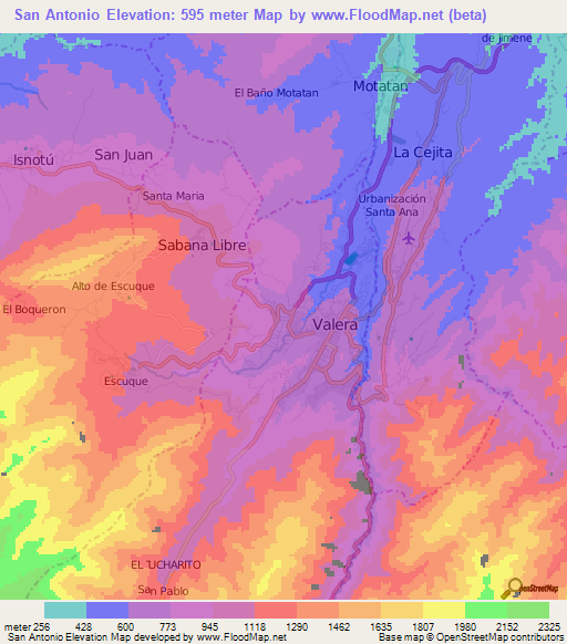 San Antonio,Venezuela Elevation Map