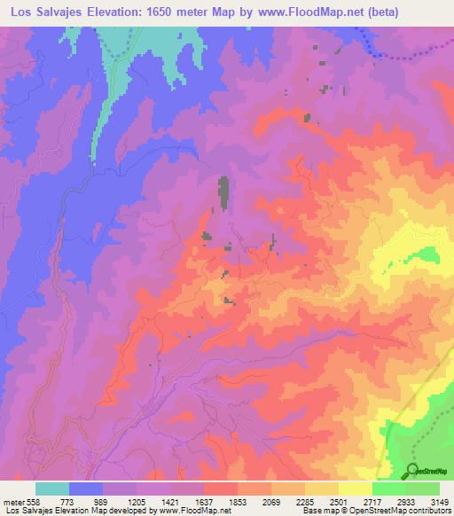Los Salvajes,Venezuela Elevation Map