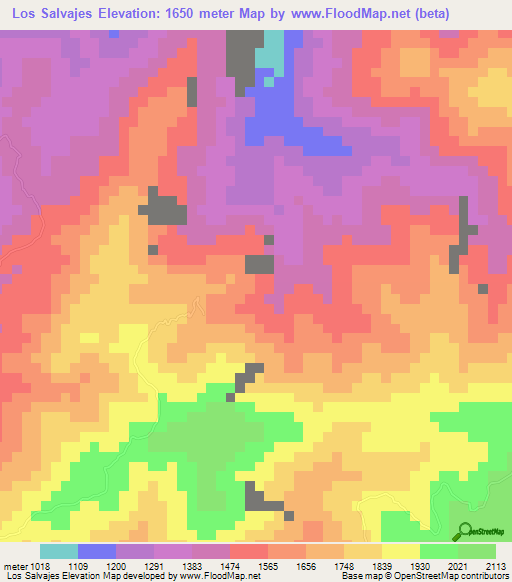 Los Salvajes,Venezuela Elevation Map