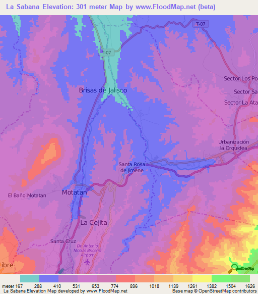 La Sabana,Venezuela Elevation Map