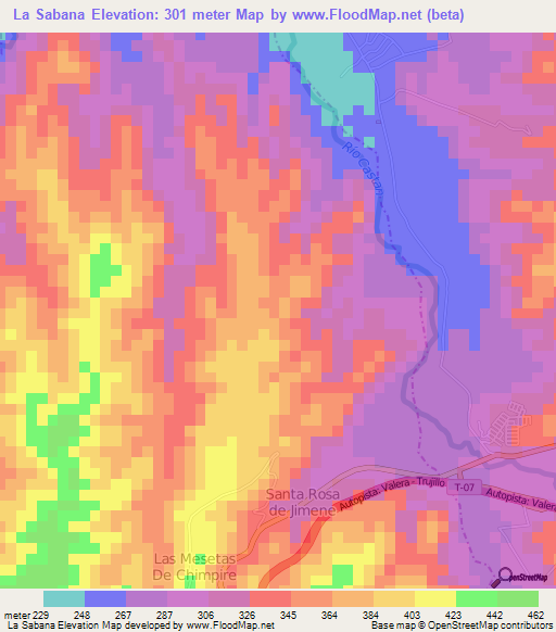 La Sabana,Venezuela Elevation Map