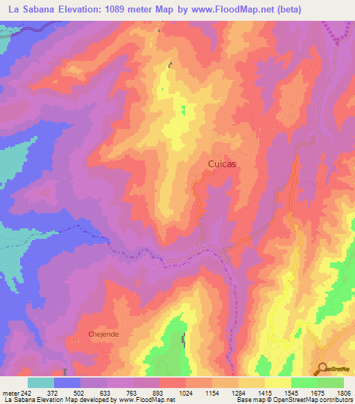 La Sabana,Venezuela Elevation Map