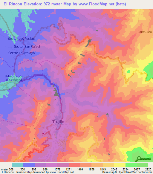 El Rincon,Venezuela Elevation Map