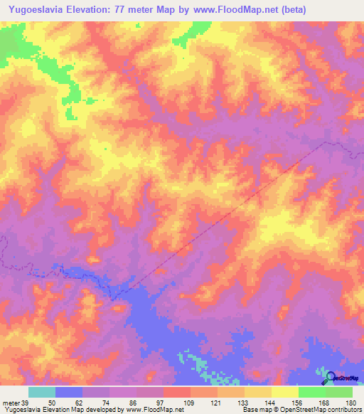 Yugoeslavia,Venezuela Elevation Map