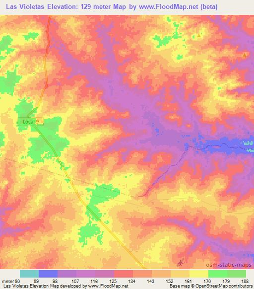 Las Violetas,Venezuela Elevation Map