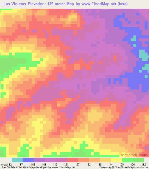 Las Violetas,Venezuela Elevation Map