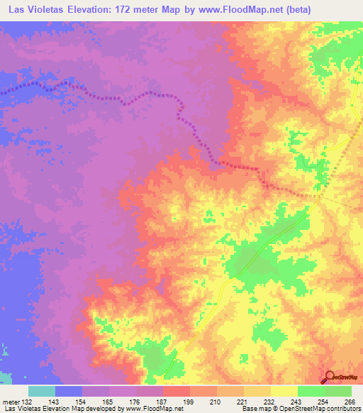Las Violetas,Venezuela Elevation Map