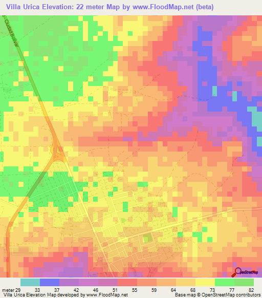 Villa Urica,Venezuela Elevation Map