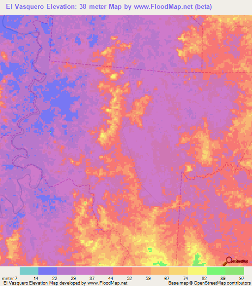 El Vasquero,Venezuela Elevation Map