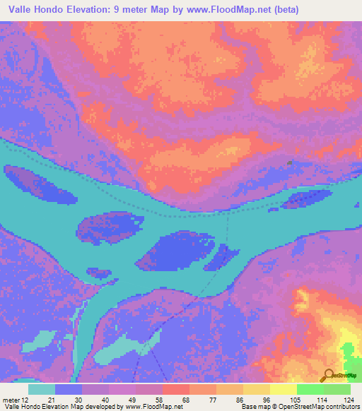 Valle Hondo,Venezuela Elevation Map