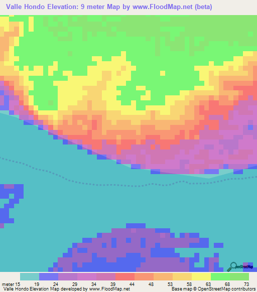 Valle Hondo,Venezuela Elevation Map