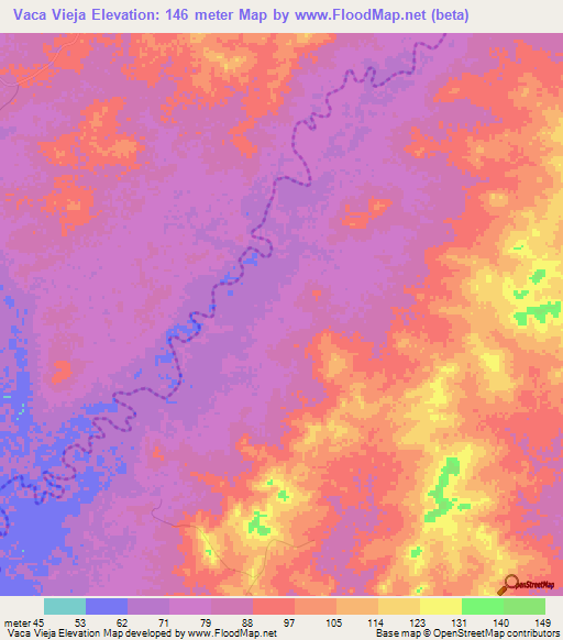 Vaca Vieja,Venezuela Elevation Map
