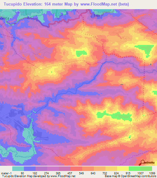 Tucupido,Venezuela Elevation Map