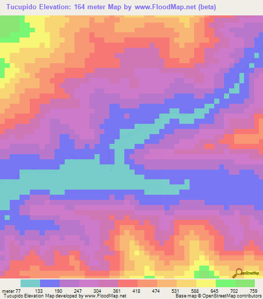 Tucupido,Venezuela Elevation Map