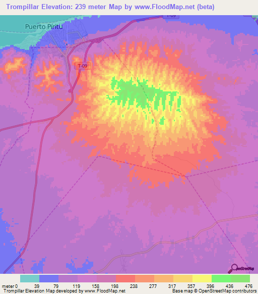 Trompillar,Venezuela Elevation Map