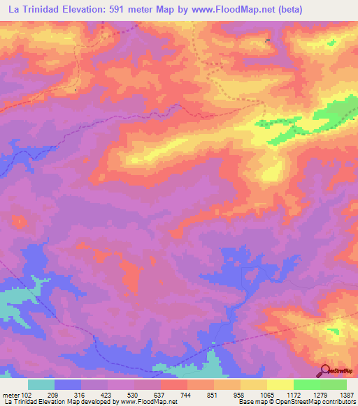 La Trinidad,Venezuela Elevation Map