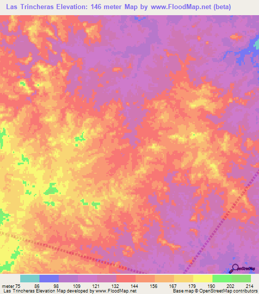 Las Trincheras,Venezuela Elevation Map