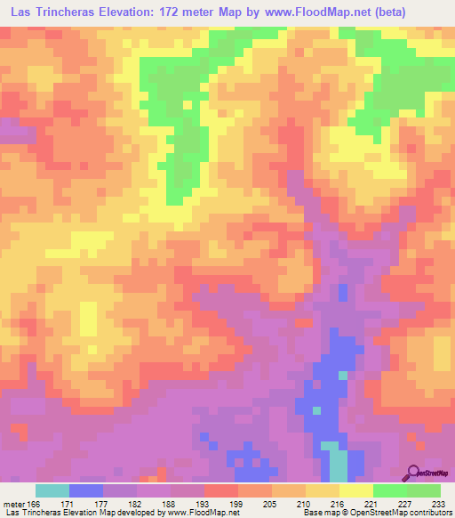 Las Trincheras,Venezuela Elevation Map
