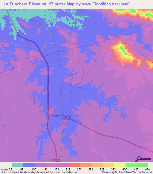 La Trinchera,Venezuela Elevation Map