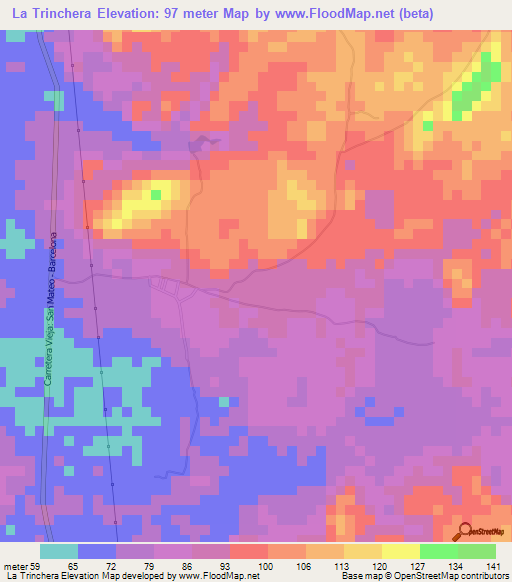 La Trinchera,Venezuela Elevation Map