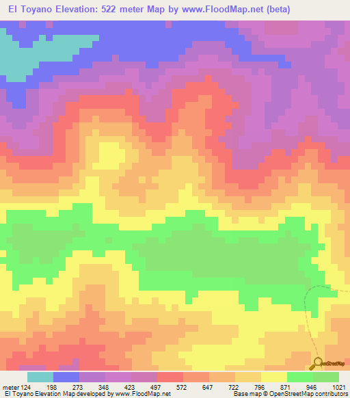 El Toyano,Venezuela Elevation Map