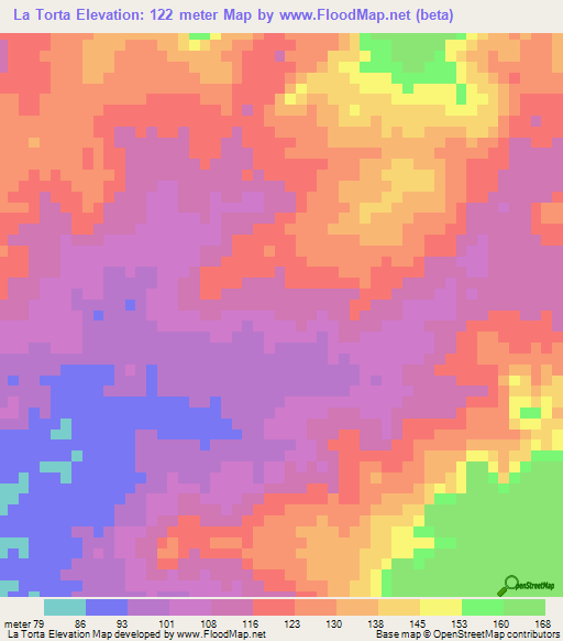 La Torta,Venezuela Elevation Map
