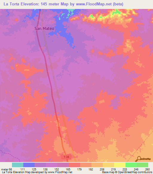 La Torta,Venezuela Elevation Map