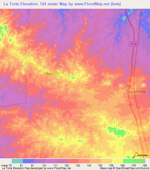La Torta,Venezuela Elevation Map
