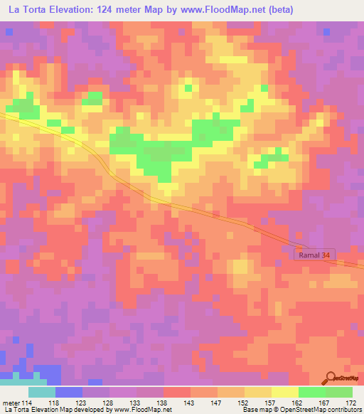 La Torta,Venezuela Elevation Map