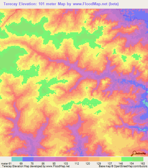 Terecay,Venezuela Elevation Map