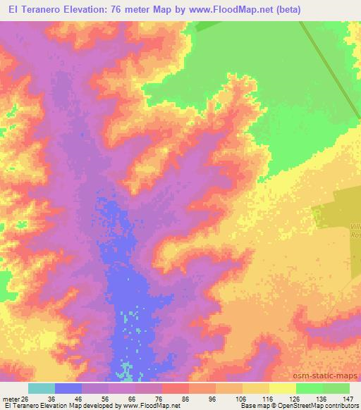El Teranero,Venezuela Elevation Map