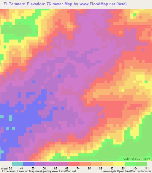 El Teranero,Venezuela Elevation Map