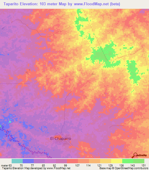 Taparito,Venezuela Elevation Map