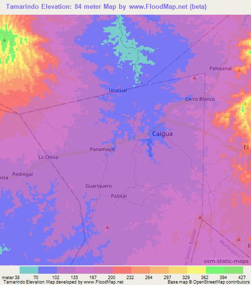 Tamarindo,Venezuela Elevation Map