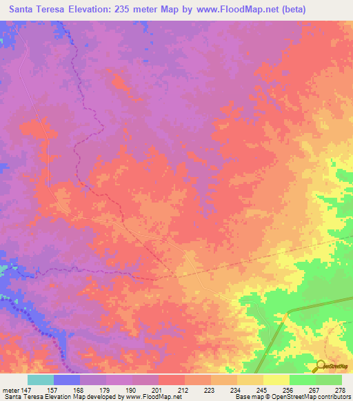 Santa Teresa,Venezuela Elevation Map