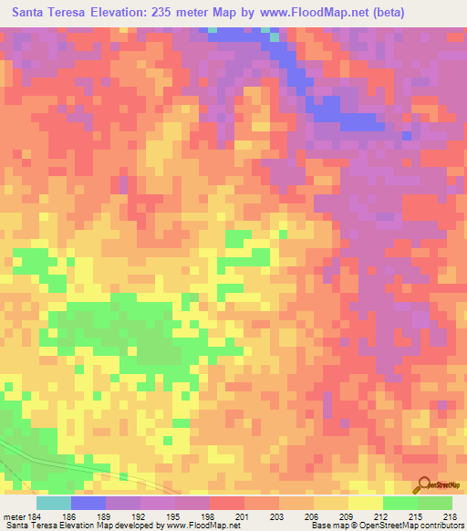 Santa Teresa,Venezuela Elevation Map