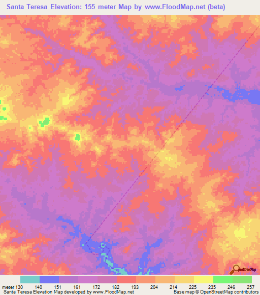 Santa Teresa,Venezuela Elevation Map