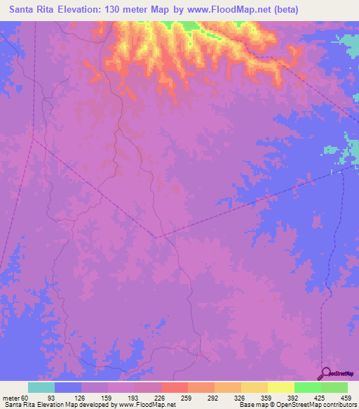 Santa Rita,Venezuela Elevation Map