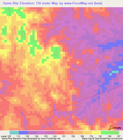 Santa Rita,Venezuela Elevation Map