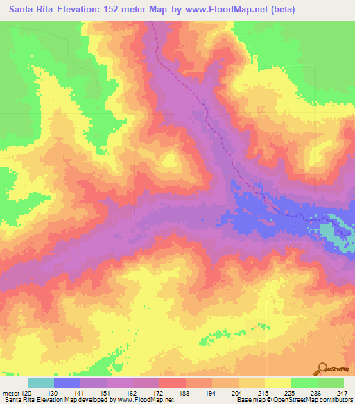 Santa Rita,Venezuela Elevation Map