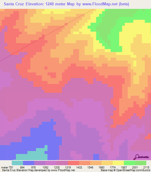 Santa Cruz,Venezuela Elevation Map