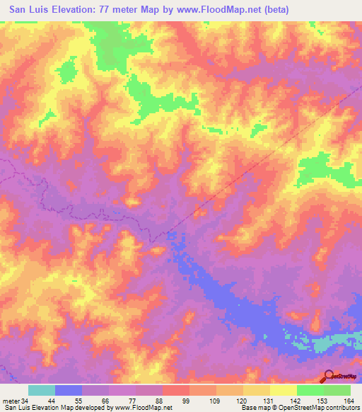 San Luis,Venezuela Elevation Map