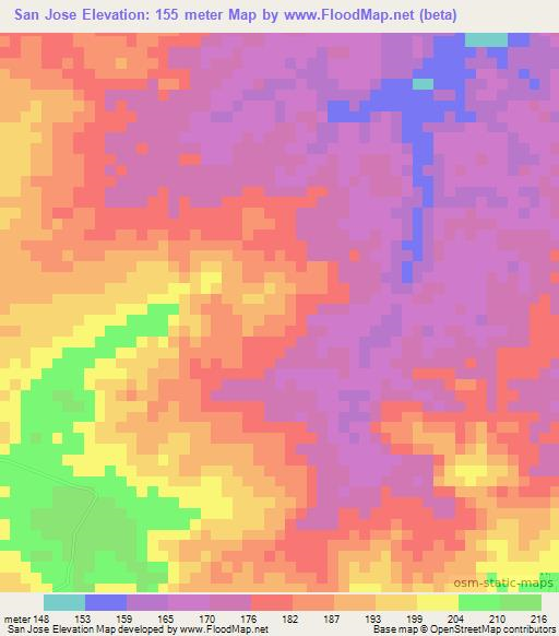 San Jose,Venezuela Elevation Map