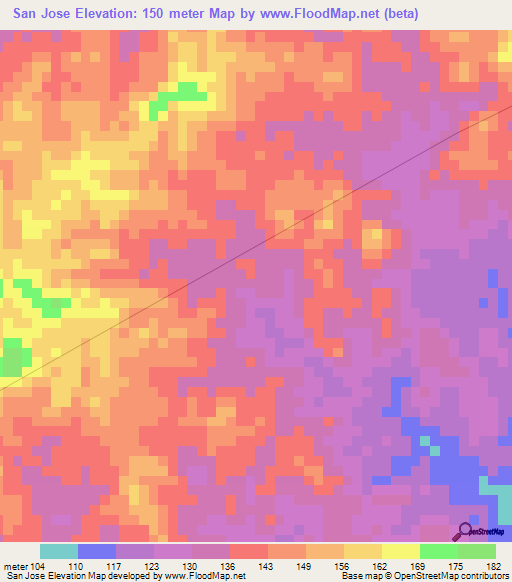 San Jose,Venezuela Elevation Map
