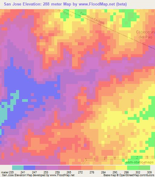 San Jose,Venezuela Elevation Map