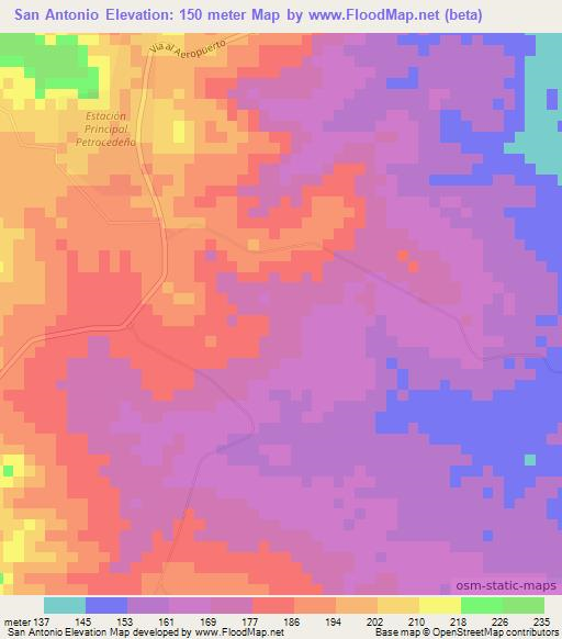 San Antonio,Venezuela Elevation Map
