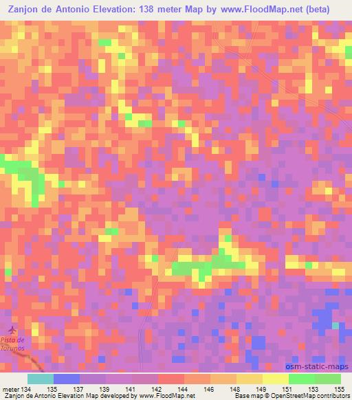 Zanjon de Antonio,Venezuela Elevation Map