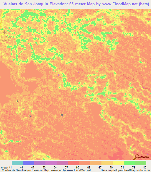 Vueltas de San Joaquin,Venezuela Elevation Map